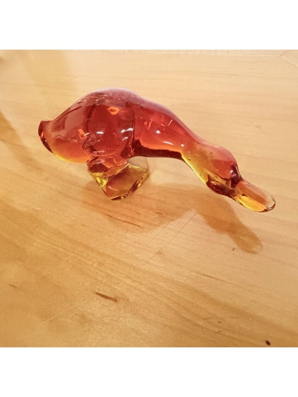 Vintage Viking Glass Persimmon Flighting Duck Decor Gift MCM Home Bird